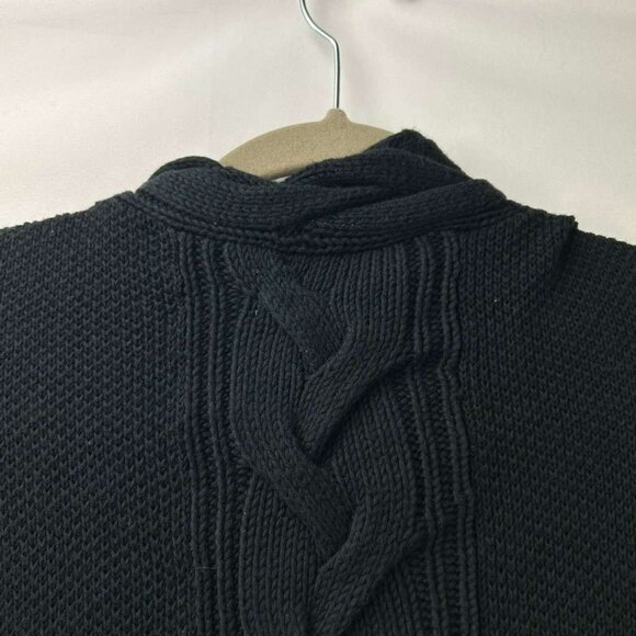 Ugg Womens XS/S Cape Poncho Black Cable Knit Sweater Arm Holes Pockets Oversized - Picture 9 of 14